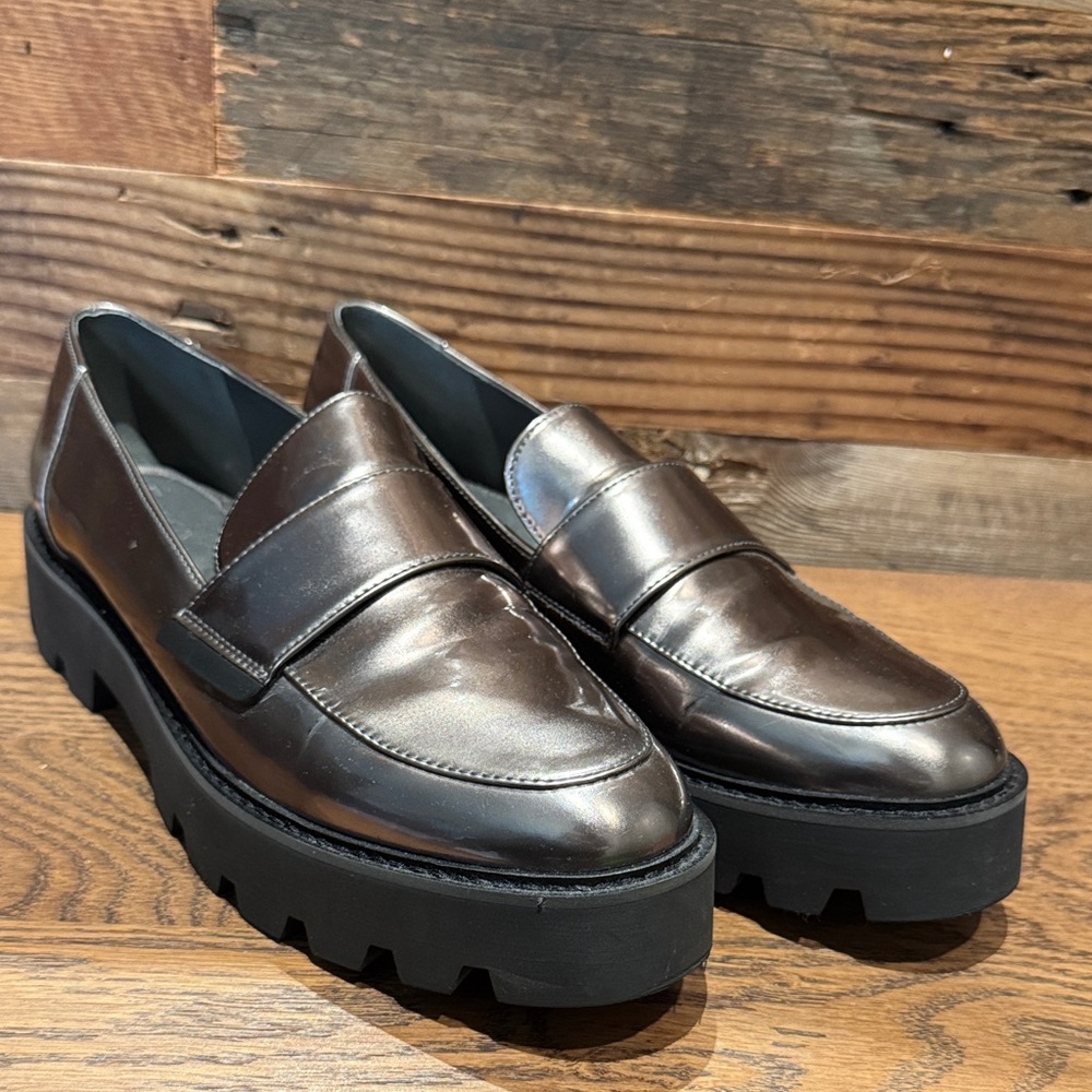 Franco Sarto Metallic Loafers with Chunky Soles